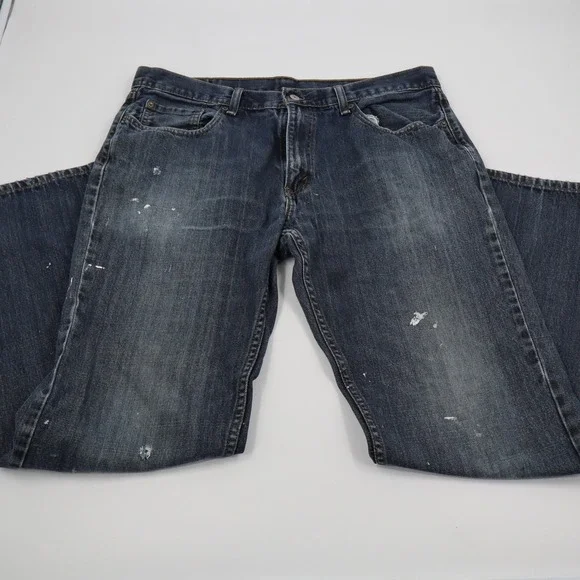 Levis 559 Relaxed Straight Jeans Mens 36x34 Blue Distressed‎ Paint Splatter