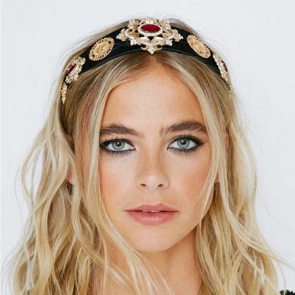 Last One! NASTY GAL Jewel Embellished Detail Headband black NEW