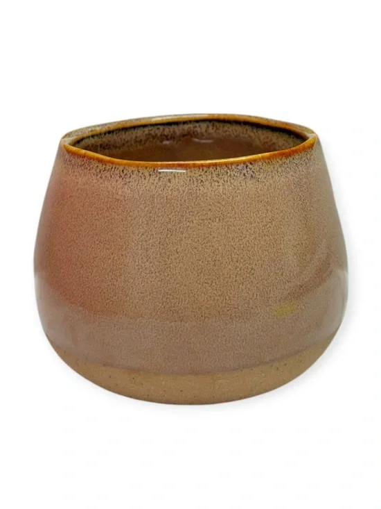 Ceramic Pottery Vase for Plants Flowers Tabletop Decor Brown Taupe Pink