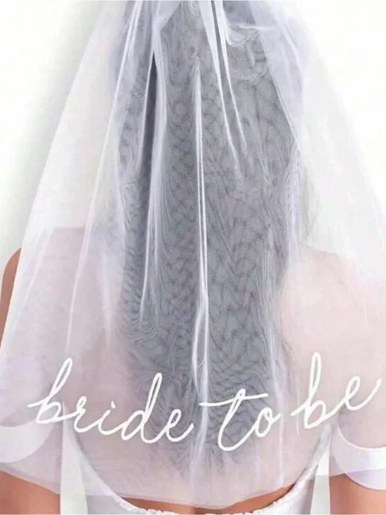 Bride To Be Veil with Script Detail - White