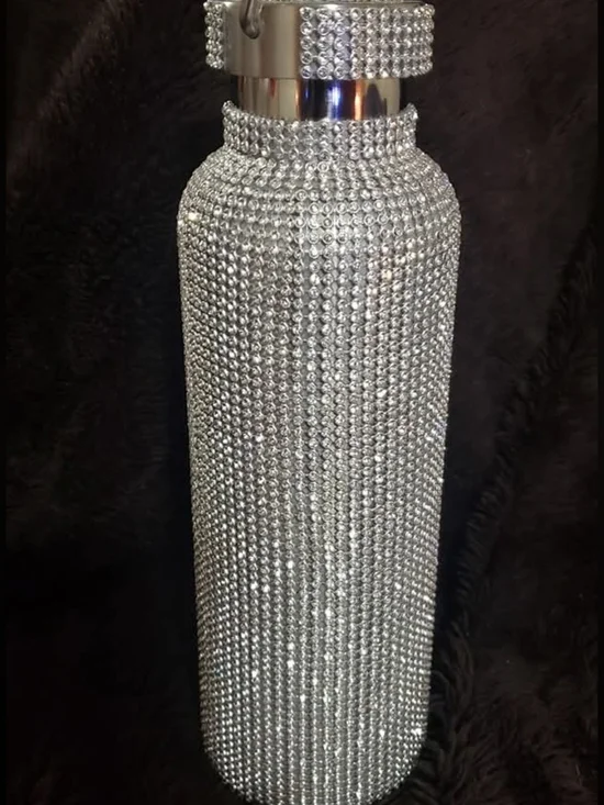 Crystal Rhinestone Water Bottle - Silver Bling