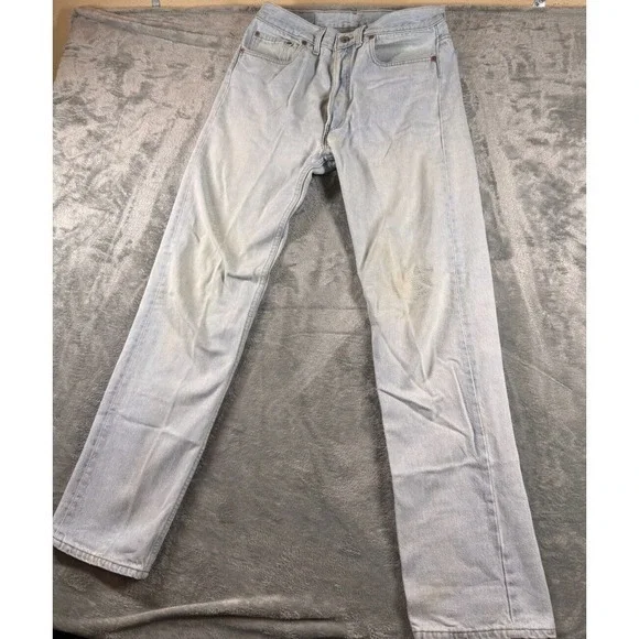 Vintage 90s Levis 501 Jeans Men Straight Leg Denim Blue Light Wash 33x34 USA