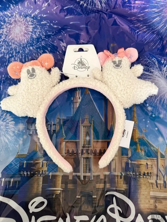 Disney Plush Pink & White Ghost Ears Headband *NWT