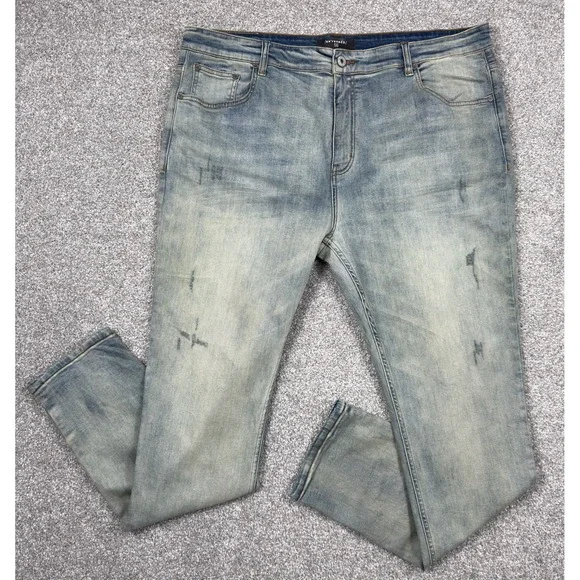 SERENEDE Jeans Men's 44x34 Light Wash Stretch Skinny Denim