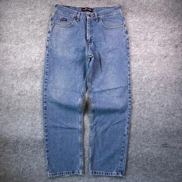 Lee Mens Relaxed Fit Straight Leg Jeans Medium Wash Blue Denim 32x30.5