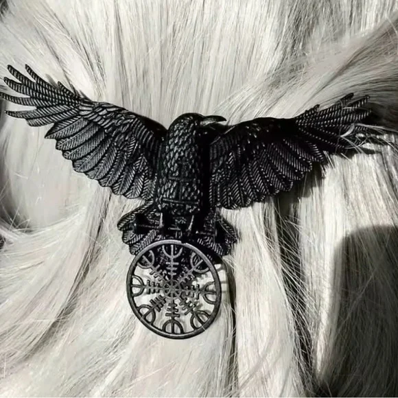Gothic Black Eagle Hair Clip