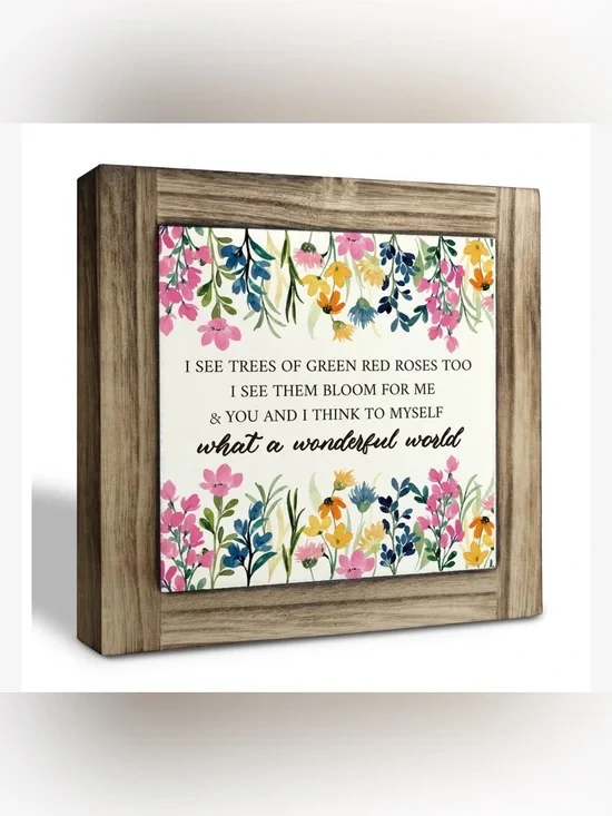 ‘What a Wonderful World’ Kitchen or Desk Decor SQUARE 5.9x5.9”
