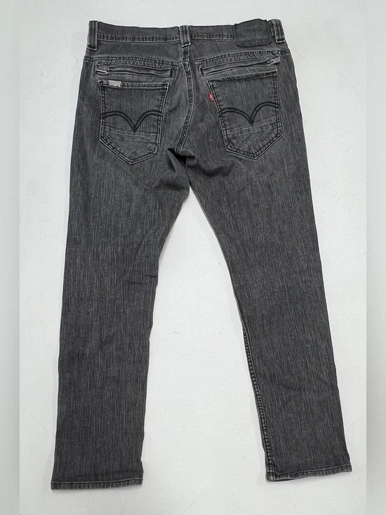 Levi’s 511 Slim Gray Distressed Jeans Zipper Back Pockets 34x30