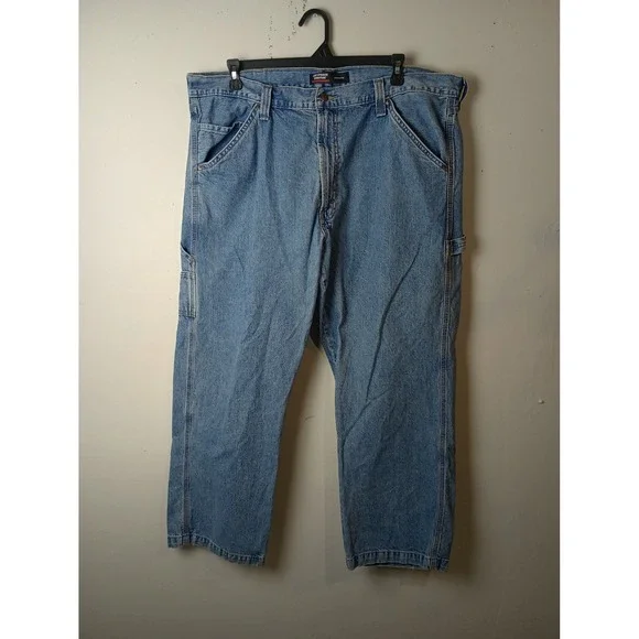 Levi Strauss Signature Workwear Carpenter Jeans Mens 42x30 Light Wash Blue Denim
