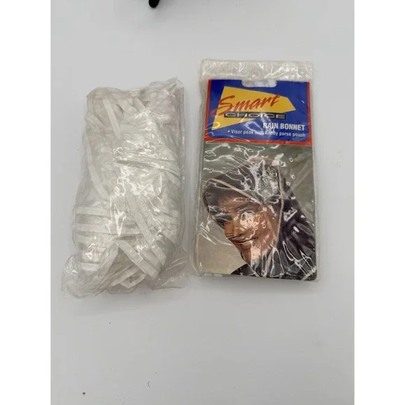 Vintage Hair Rain Bonnet Clear set of 2 Smart Choice