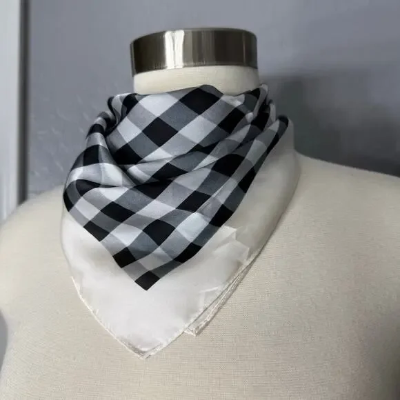 H by Halston Checkered Bandana, One Size, Black/White