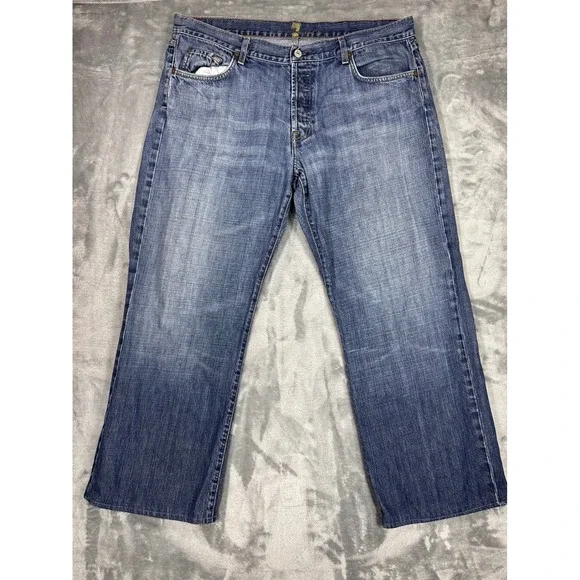 7 For All Mankind Relaxed Jeans Mens 38 Blue Medium Wash Button Fly Made‎ USA