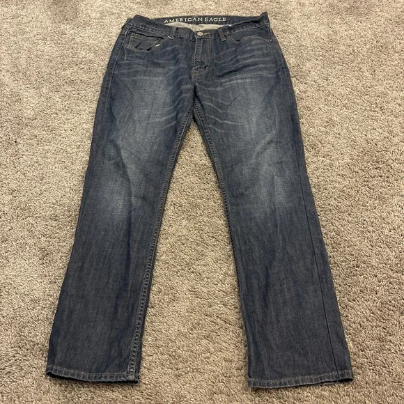 American Eagle Low Rise Boot Cut Jeans Mens 33x30 Blue Wide Leg Denim Y2k Rare