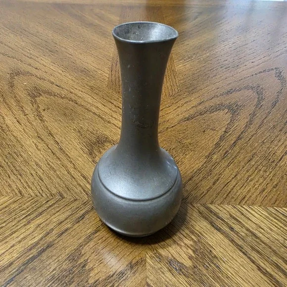 Pewter Web 1157 Bud Vase Matte Gray Metal Hand Finished Minimalist Decor 4.25in