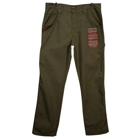 Wrangler Mens Canvas Utility Workwear Pants Size 36x32 Olive Green Relaxed‎ Fit