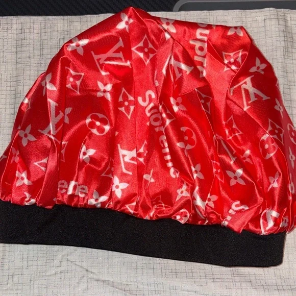 Fashion Red and White Satin Hair Bonnet NWOT