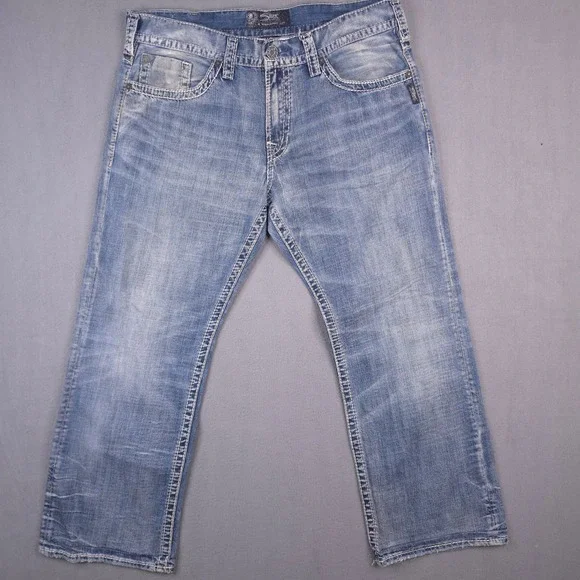 Silver Jeans Zac Relaxed Fit Straight Leg Blue Denim Jeans 38x32