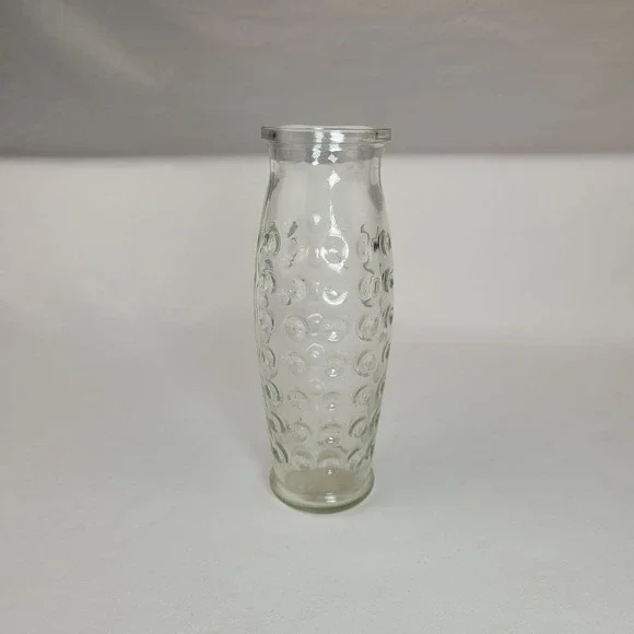 Vintage Clear Glass Hobnail Bud Vase Textured Thumbprint Flower Vase 6.75in