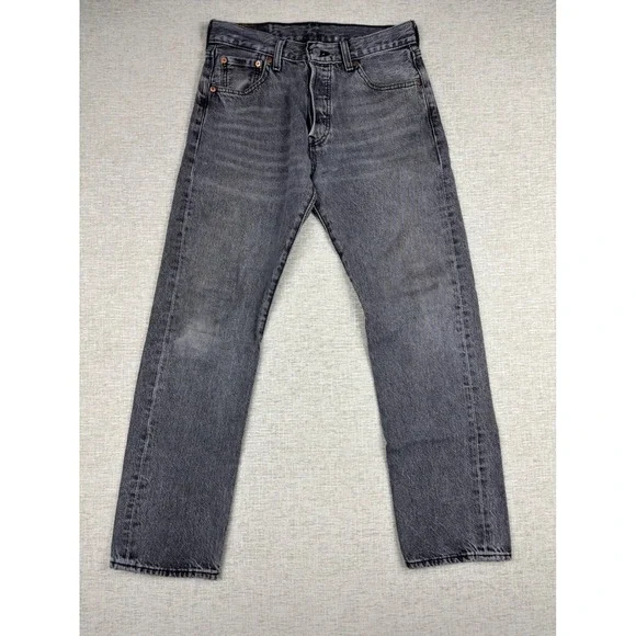 Levis 501 Mens 30x30 Jeans Grungy Stone Washed Grey Denim Honeycombing Fade