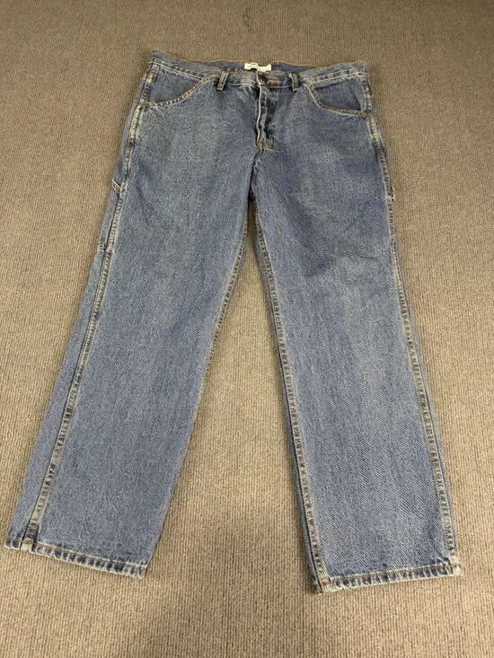 Blue Mountain Mens Medium Wash Carpenter Denim Jeans 36x30