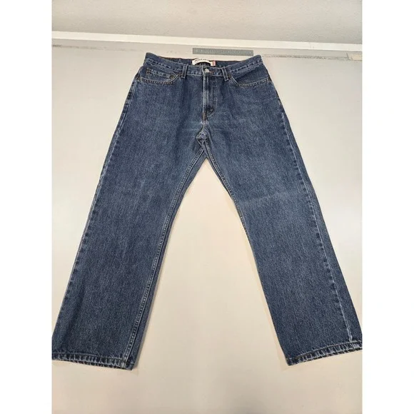 Levis 505 Regular Fit Y2K Jeans Mens 34x29 Medium Wash Blue Straight 27.5 inseam