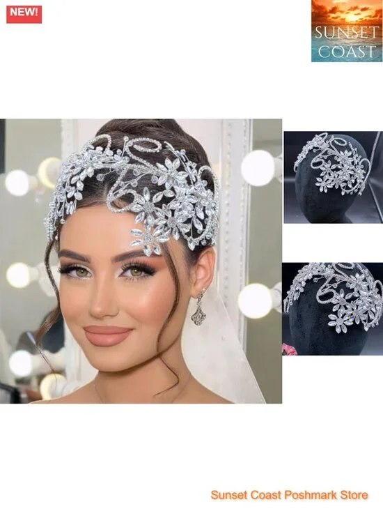 Crystal Embellished Floral Vine Headband Wedding Hair Accessory