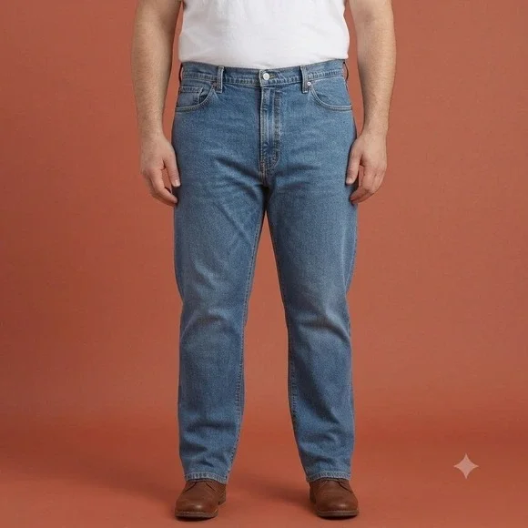 Levi's 514 Straight Fit Jeans Mens 42x32 Medium Wash Blue Denim Classic‎