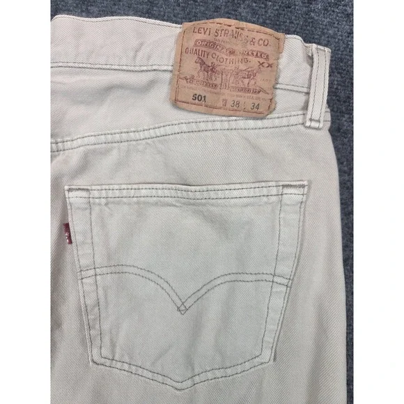 Levis 501xx Jeans Mens 38x34 Beige USA Button Fly