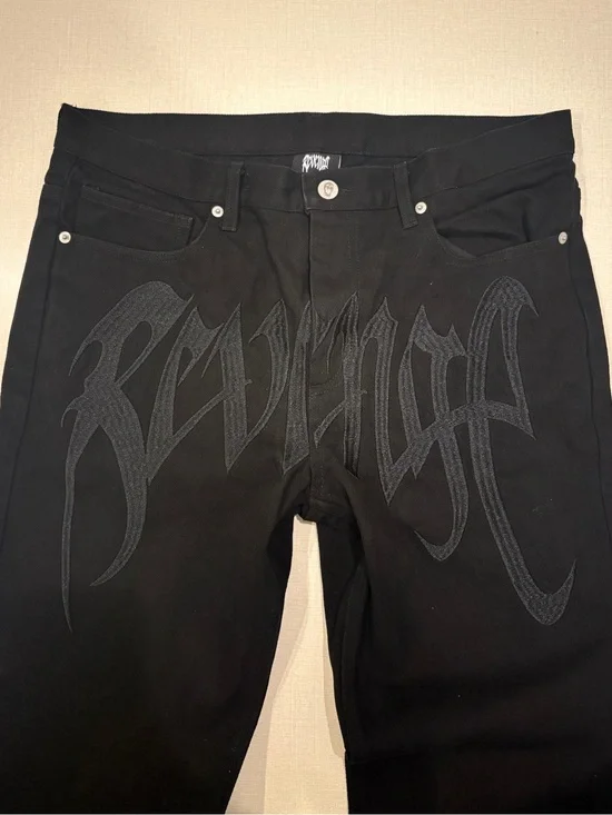 Revenge Black OG Embroidered Logo Denim Pant — Size Medium