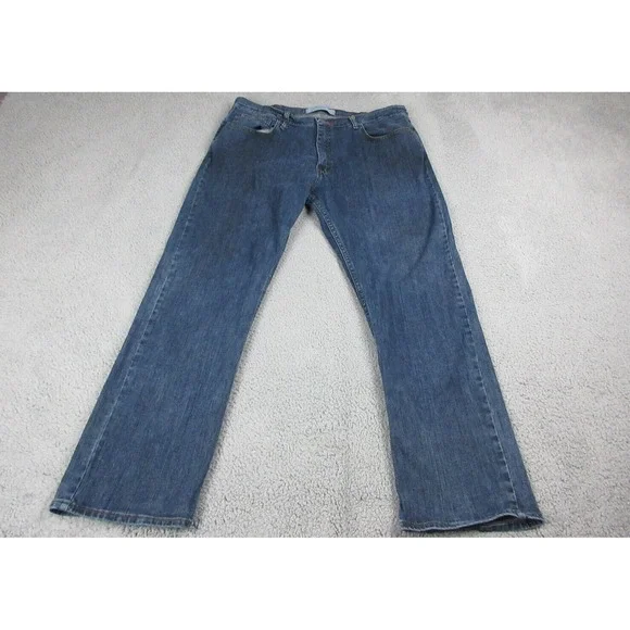Wrangler Straight Fit Jeans Mens 38x30 Blue Medium Wash Stretch Denim Pants