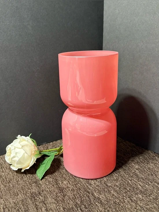 Coral Pink Hourglass Ceramic Vase - Home Accents
