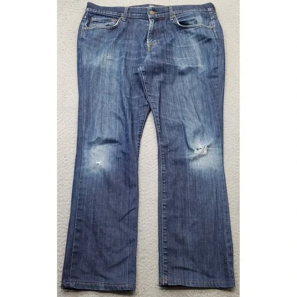 7 For All Mankind Carsen Jeans Mens 34 Blue Denim Distressed Modern Straight Leg