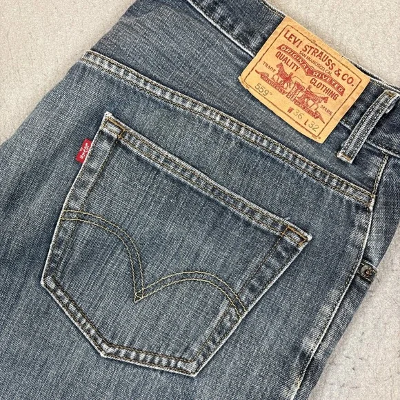 Levis 559 Relaxed Straight Leg Jeans Mens 36x32 Light Wash Blue Denim‎ Baggy Y2K