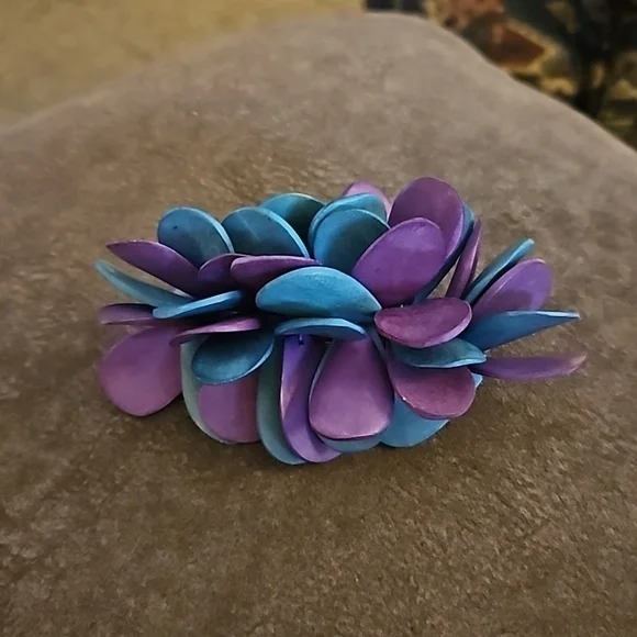 Vintage 1980s Wood Beaded Avant Garde Festival Barrette