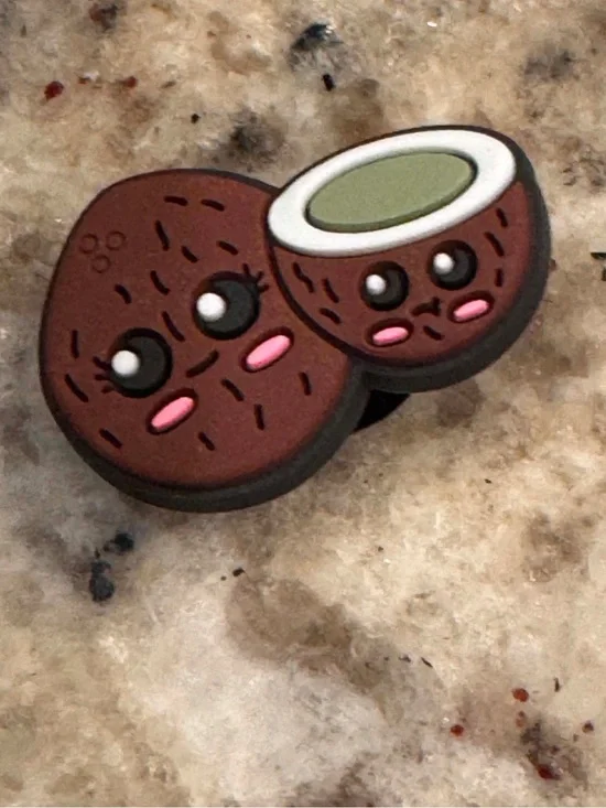 CROCS Brown Coconut Jibbitz Charm with Pink Cheeks