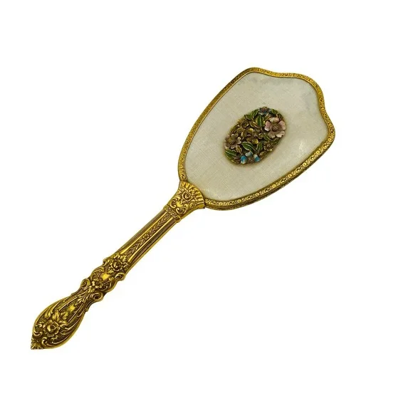 Vintage Hairbrush Women OS Gold Floral Filigree Vanity Decor
