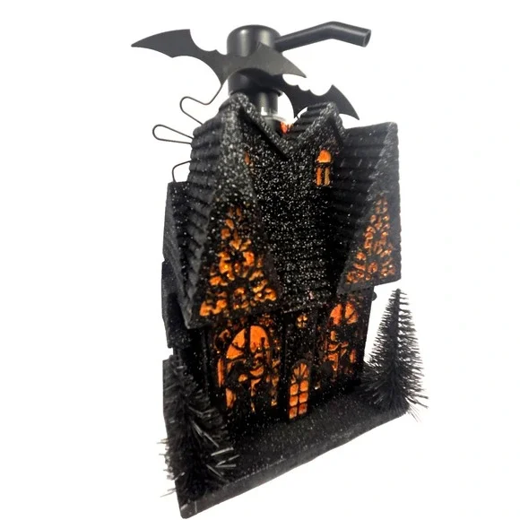 Home Accents Haunted House Soap Dispenser Adult OS Black New Halloween Glitter