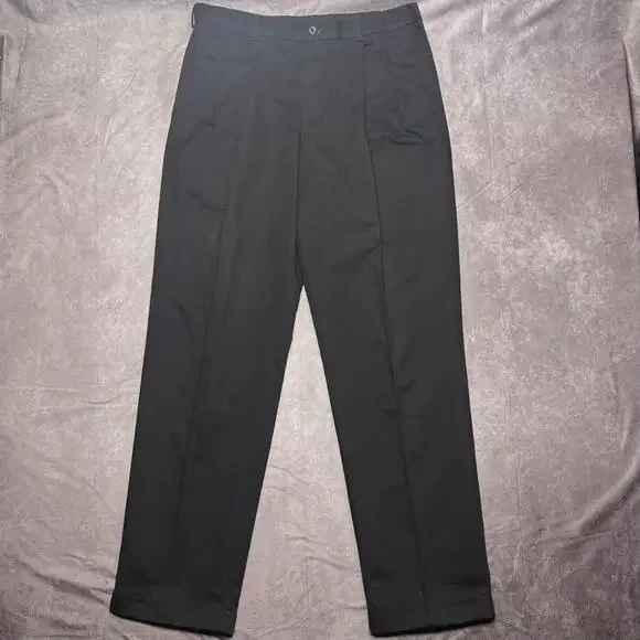 Vintage DOCKERS Pleated Pants Mens 34x34 Black Classic Straight Leg D4Cuffed Y2K