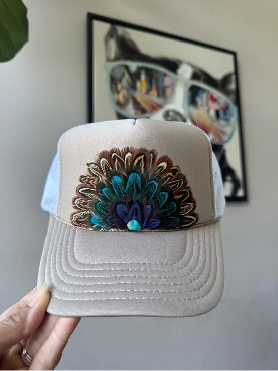 F7 Boho Feather Trucker Hat