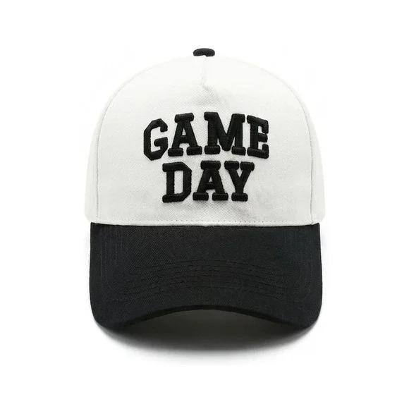 NWT Game Day Two-Tone Baseball Cap Black White Embroidered Sports Hat OS