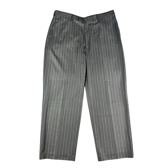 Perry Ellis Portfolio Mens Black Pinstripe Neo-Luxe Dress Pants 38x30 New
