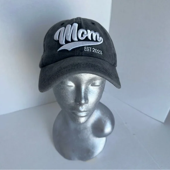 Embroidered Mom Hat Gray NWOT Adjustable One Size