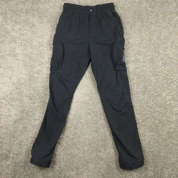 Under Armour Project Rock Pants Mens Small Black UA Woven Cargo Performance Bull