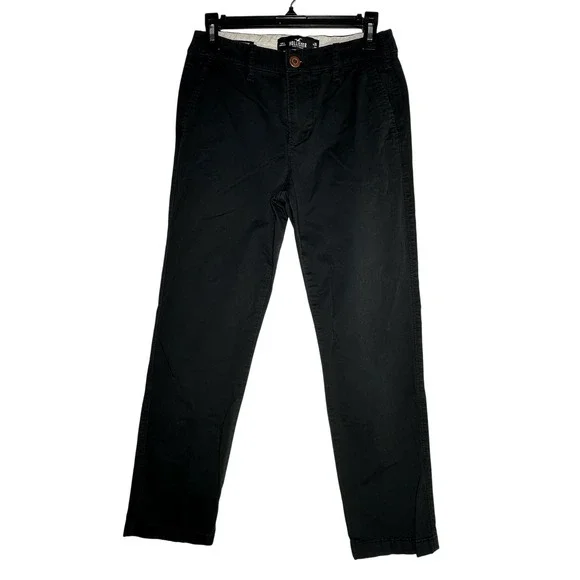 Hollister Epic Flex Slim‎ Straight Chino Pants Mens Black 26x30 Cotton Stretch