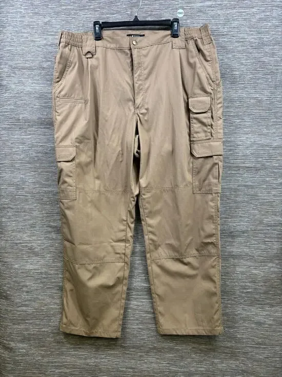 5.11 Tactical Pants Mens 44x30 Beige Cargo Canvas Elastic Waist Workwear