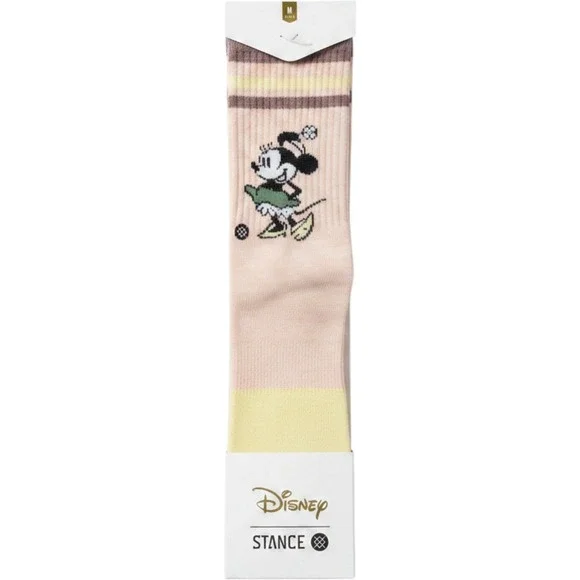 Stance Disney Vintage Minnie Mouse Crew Socks Womens Size M Pink Nostalgia New