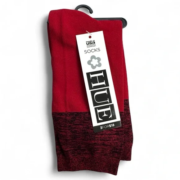 HUE Womens Bodysock Deep Red One Size Fits Most Colorblock‎ New