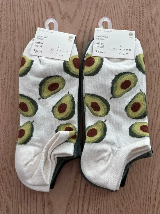 New Womens 6 Pairs A New Day Avacado 🥑Print low cut socks shoe size 4-10