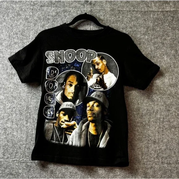Snoop Dogg Photo Collage Black Graphic T-Shirt 17x24 Hip Hop Rap Tee