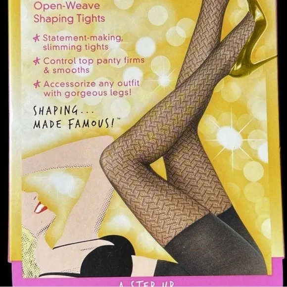 🌻NEW w/Tag Spanx STAR Black Open-Weave Shaping Tights 4'10